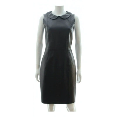 Pre-owned Emporio Armani Leather Mid-length Dress In Black