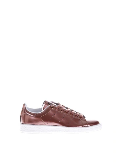 Adidas Originals Stan Smith Boost Pink Gold Laminated Leather Sneaker In Rosa