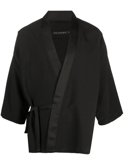 Alchemy Plain Kimono Style Shirt In Black