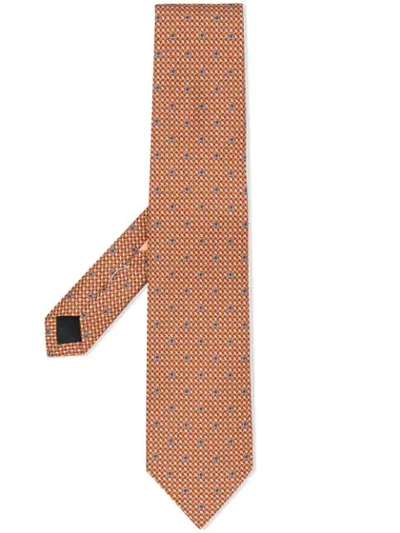 Ferragamo Gancini Print Tie In Orange