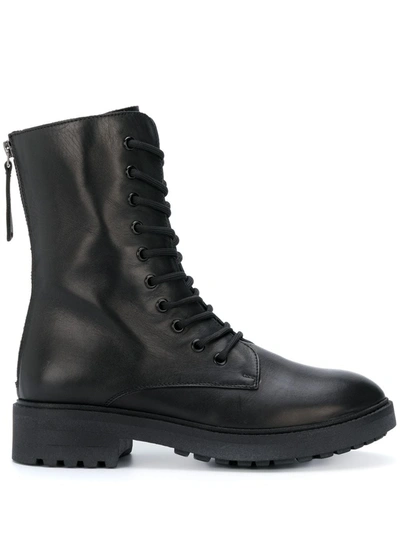 P.a.r.o.s.h Parosh Lace-up Zipped Ankle Boots In Black