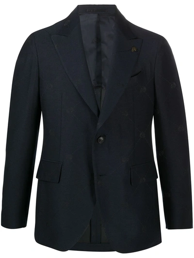 Gabriele Pasini Skull Embroidered Single Breasted Blazer In Blue