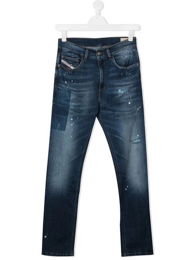 Diesel Teen Eetar Tapered Jeans In Blue