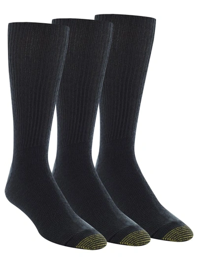 Gold Toe Men's Fluffies Big & Tall Socks 3-pack In Black