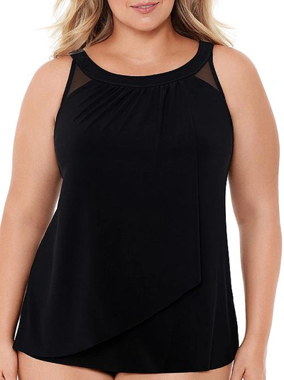 Miraclesuit Plus Size Solid Ursula Underwire Tankini Top In Black