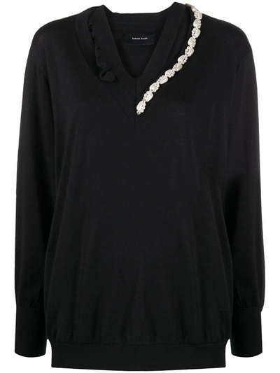 Simone Rocha Asymmetric Embellished Pullover In Black