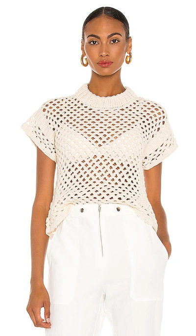 Apiece Apart Ami Cropped Net Knit Top In Cream