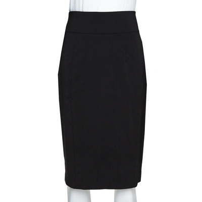 Pre-owned Burberry London Black Stretch Wool Pencil Skirt S