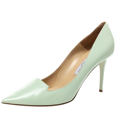 Pre-owned Jimmy Choo Mint Green Leather Alia Pumps Size 40