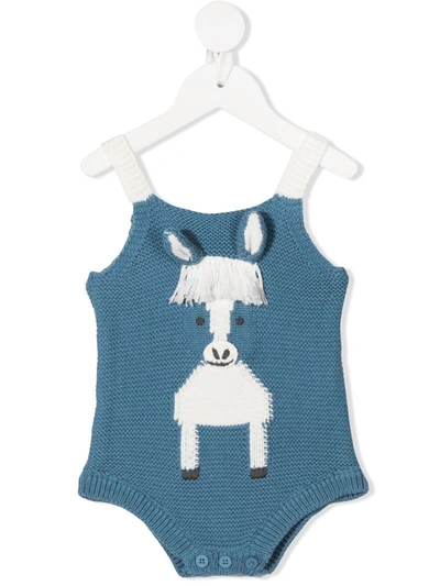 Stella Mccartney Babies' Horse-intarsia Knit Body In Blue