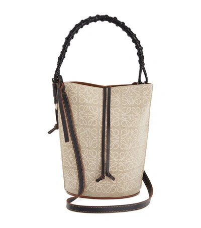 Loewe Anagram Linen And Leather Gate Bucket Bag