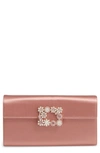Roger Vivier Flower Buckle Envelope Clutch In Ortensia Medio