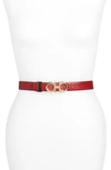 Ferragamo Ceylon Reversible Leather Belt In Rosso/nero