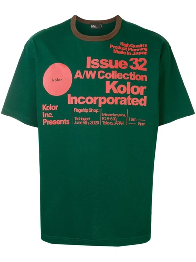 Kolor Text Print T-shirt In Green