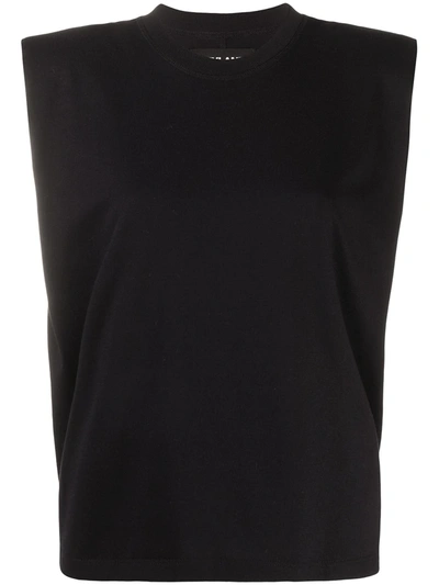 Styland Padded Shoulder Organic Cotton Tank Top In Black