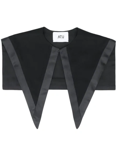 Atu Body Couture Oversized Silk Collar In Black