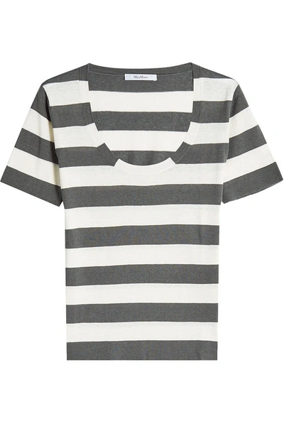Max Mara Striped Top With Silk And Linen