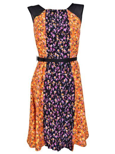 Versace Flower Thrift Pleated Mini Dress In Anero | ModeSens