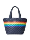 Mz Wallace Medium Metro Tote - Dawn Rainbow Stripe Oxford In Multicolour