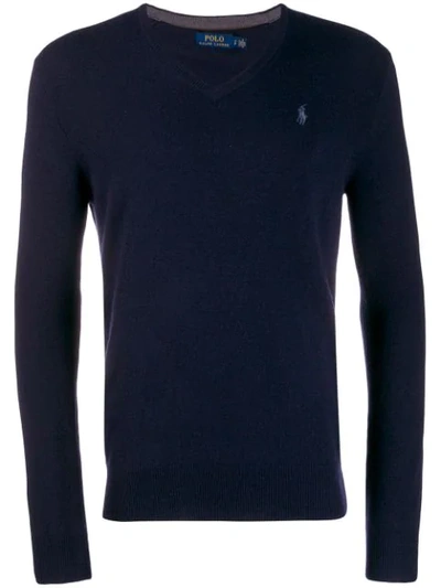 Polo Ralph Lauren Embroidered Logo Jumper In Blue