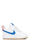 Nike Kids' Toddler Girls Court Borough Low 2 Stay-put Closure Casual Sneakers From Finish Line In White/ Pacific Blue