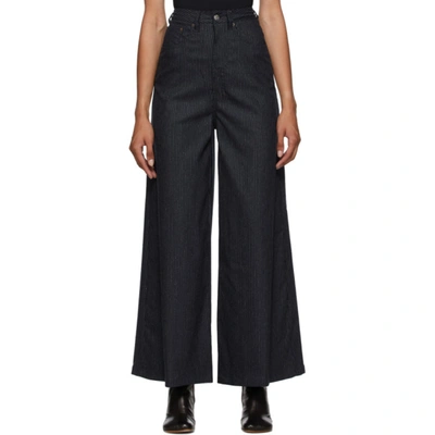 Mm6 Maison Margiela Navy Wide-leg Pinstripe Trousers In 003f Pinstr