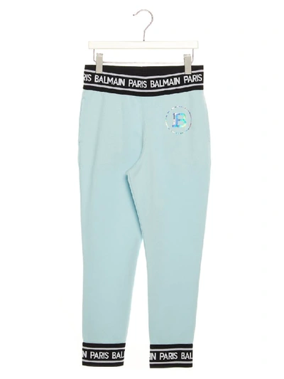 Balmain Kids' Logo Sweatpants In Light Blue