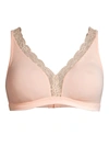 Hanro Cotton Lace Soft Cup Wireless Bra In Powder