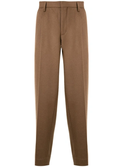 Kolor Fine Knit Pleated Detail Trousers In Brown