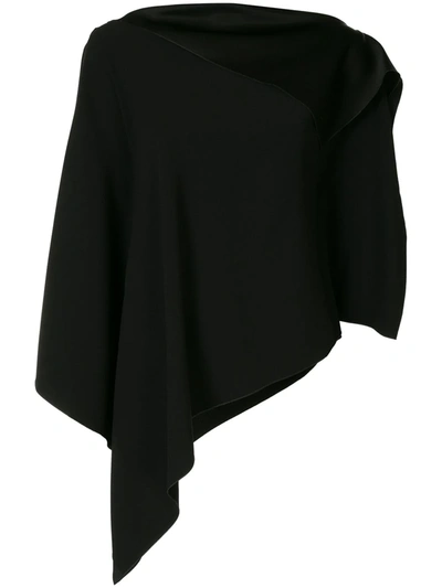 Paule Ka Boat Neck Asymmetric Blouse In Black