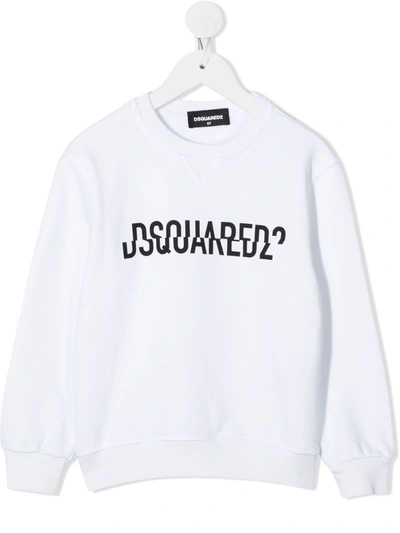 Dsquared2 Teen Split Logo-print Sweatshirt In White