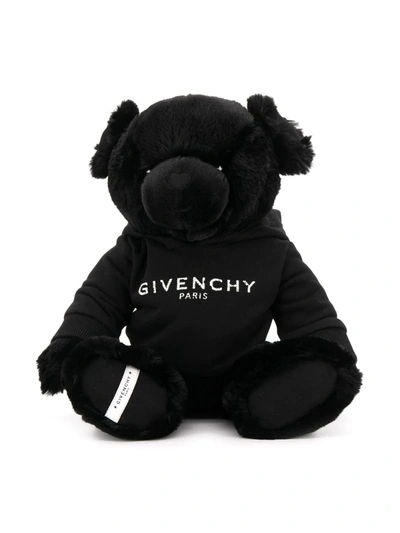 Givenchy Logo Hoodie Teddy Bear In Black