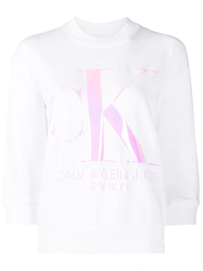 Calvin Klein Jeans Est.1978 Logo Print Sweatshirt In White