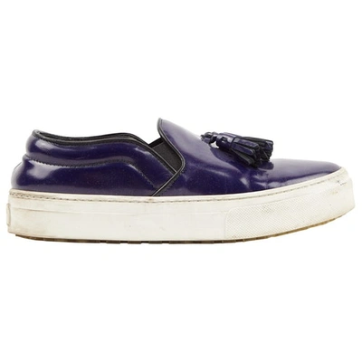 Pre-owned Celine Leather Flats In Navy