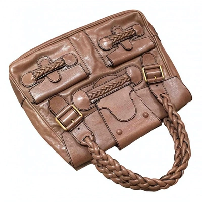Pre-owned Valentino Garavani Leather Handbag In Beige