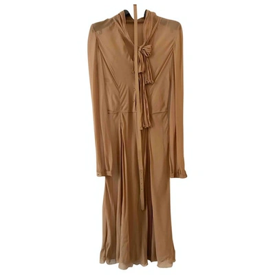 Pre-owned Alberta Ferretti Beige Silk Dress