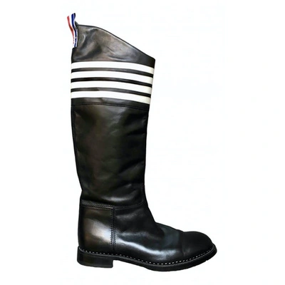 Pre-owned Thom Browne Leather Boots In Black