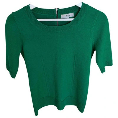Pre-owned Milly Wool Cardigan In Green