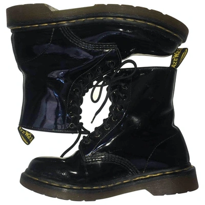 Pre-owned Dr. Martens' 1460 Pascal (8 Eye) Black Patent Leather Boots