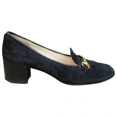Pre-owned Gucci Flats In Navy