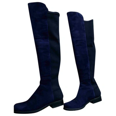 Pre-owned Stuart Weitzman Leather Boots In Navy