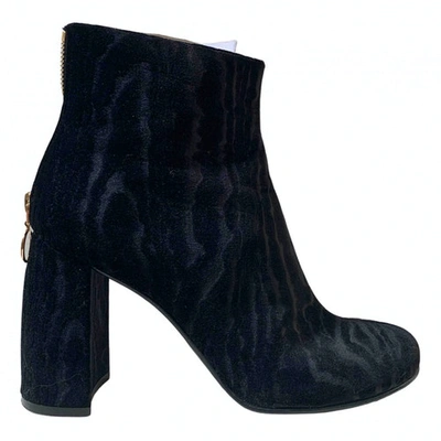 Pre-owned Stella Mccartney Velvet Ankle Boots In Black