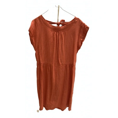 Pre-owned Hoss Intropia Linen Mid-length Dress In Orange