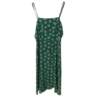 Pre-owned Hvn Green Silk Dress