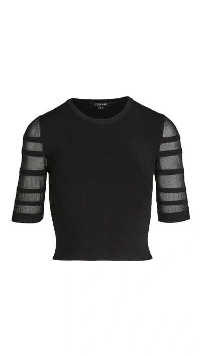 Cushnie Crew Neck Knit Crop Top In Black