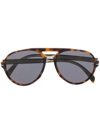 David Beckham Eyewear Aviator Frame Tortoise-shell Effect Sunglasses In Brown