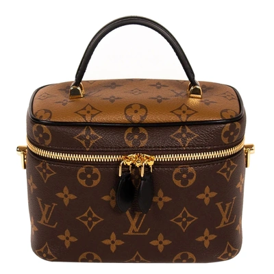 Pre-owned Louis Vuitton Monogram Canvas Reverse Vanity Pm Bag In Brown