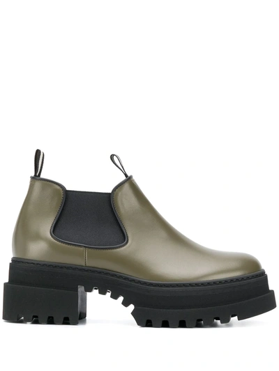 Bally Chunky Sole Ankle Boots In Green