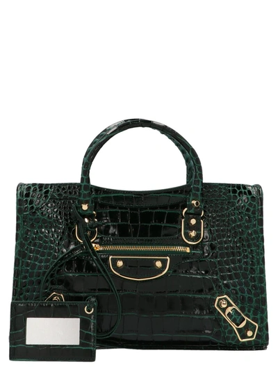 Balenciaga Metallic City S Bag In Green