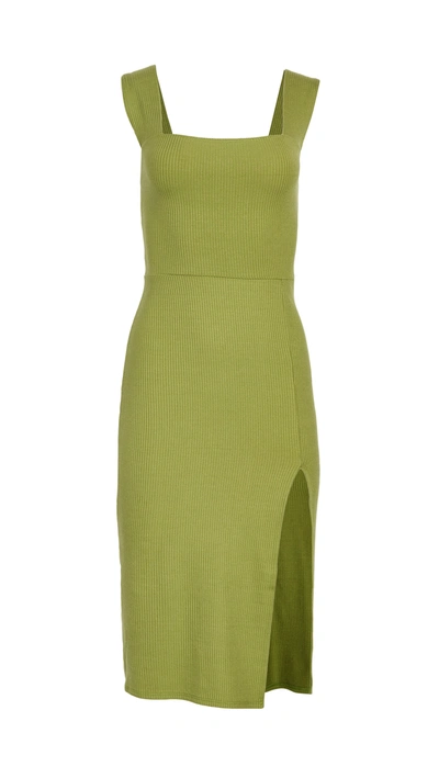Reformation Cassi Ribbed Stretch-tencel Midi Dress In Green